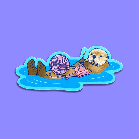 Knitting Sea Otter - Vinyl Sticker