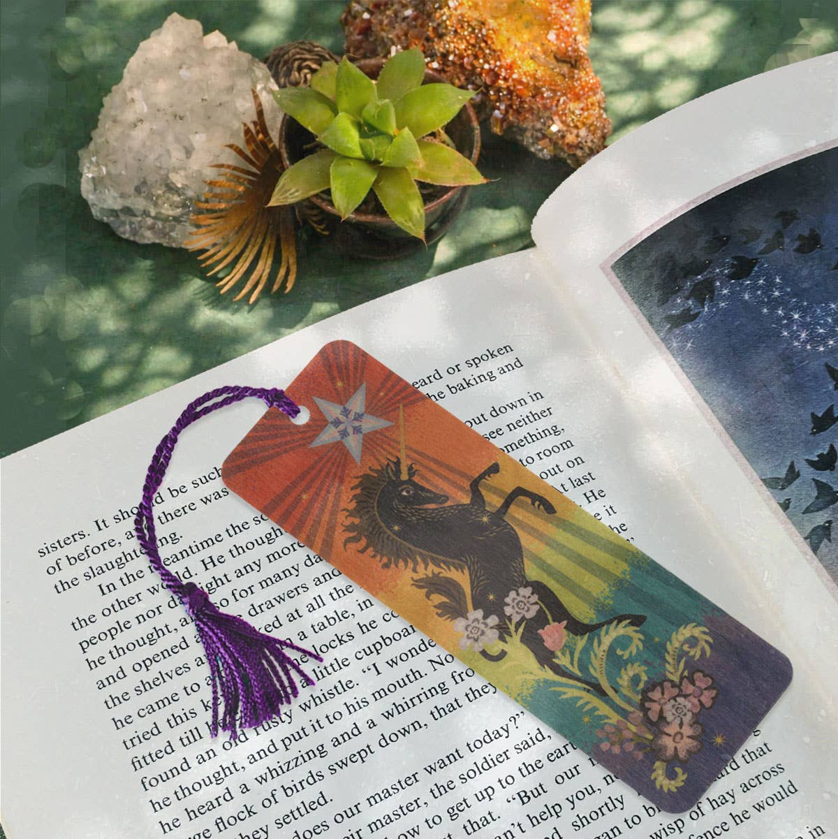 Pride Unicorn Wood Bookmark with Tassel