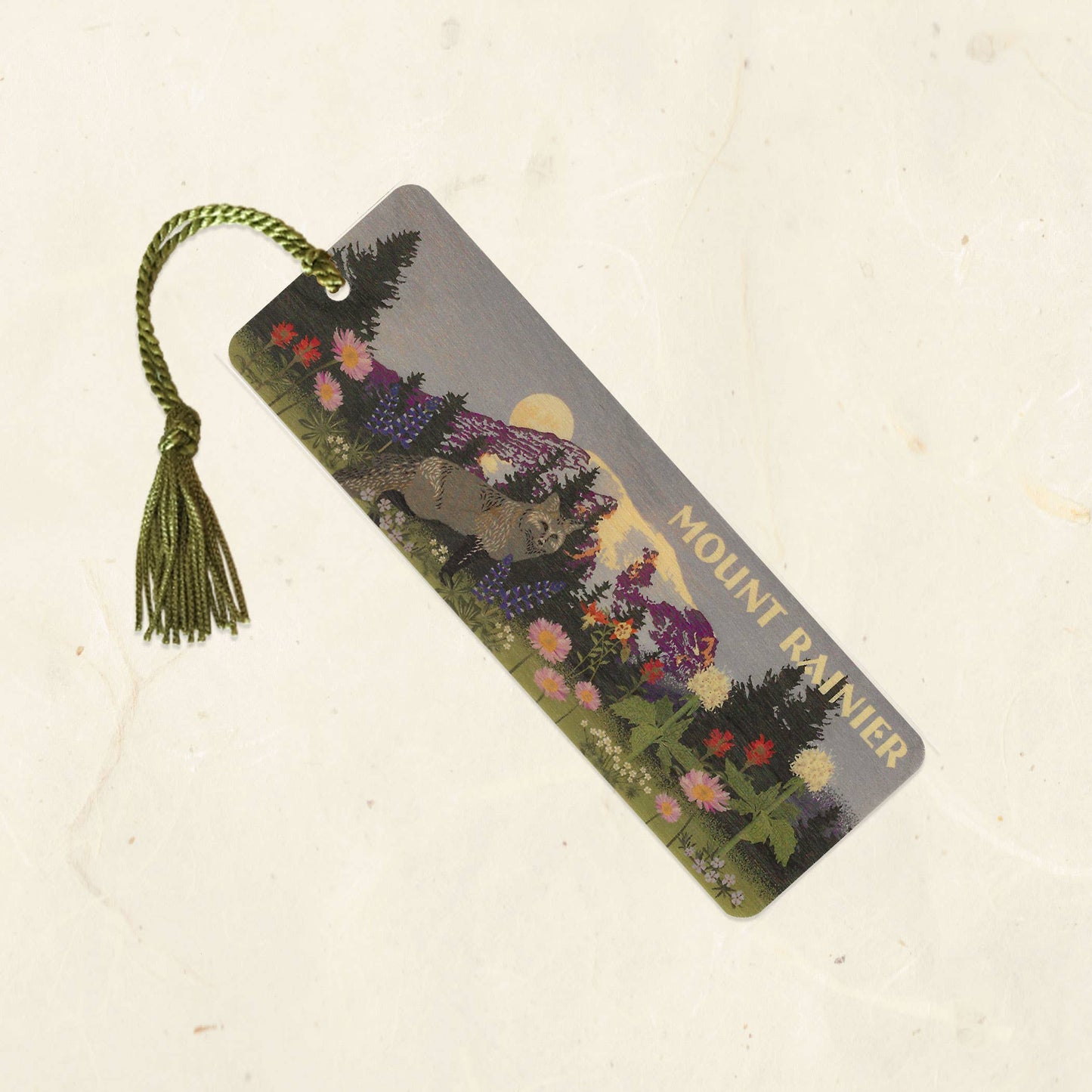 Mt Rainier Wood Bookmark with Tassel