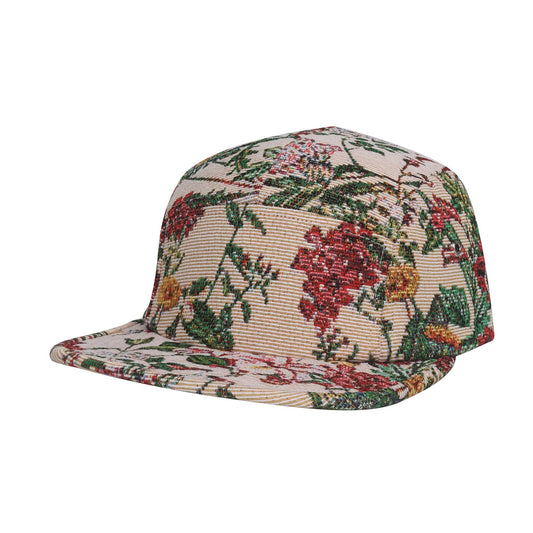 Bold Floral Jacquard 5 Panel Camp Cap