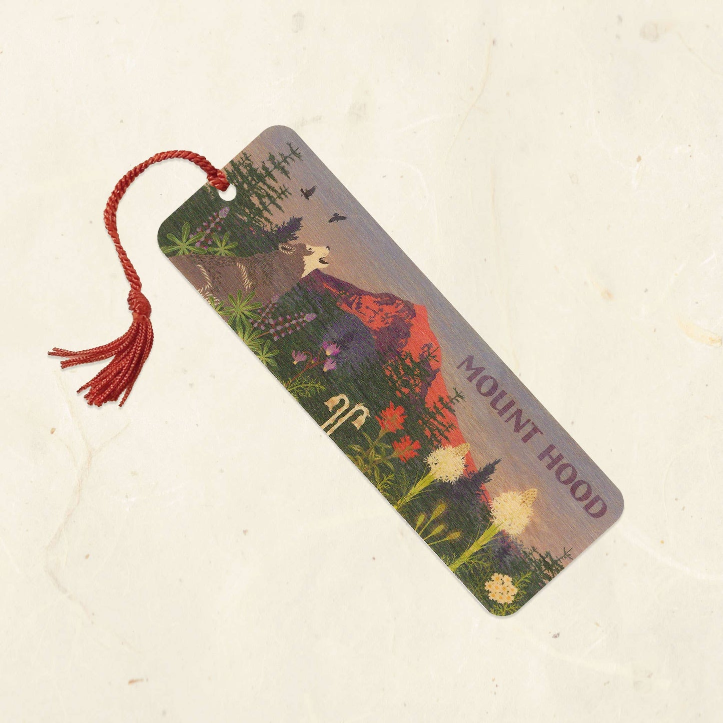 Mount Hood Wood Bookmark with Tassel