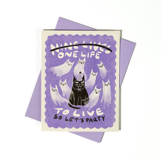 Nine Lives/One Life - Risograph Birthday Card