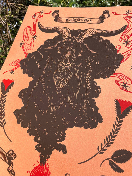 Black Phillip Linocut Print