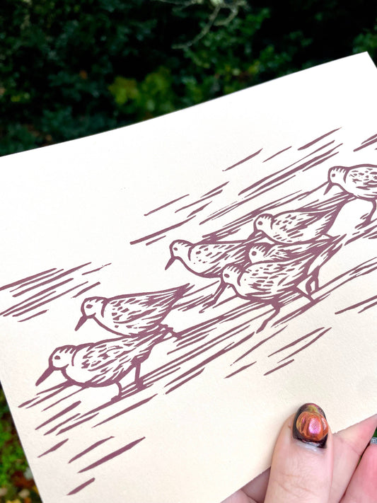 Sanderling Linocut Print