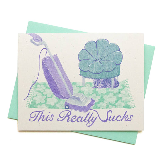 This Really Sucks Cat - Risograph Greeting Card