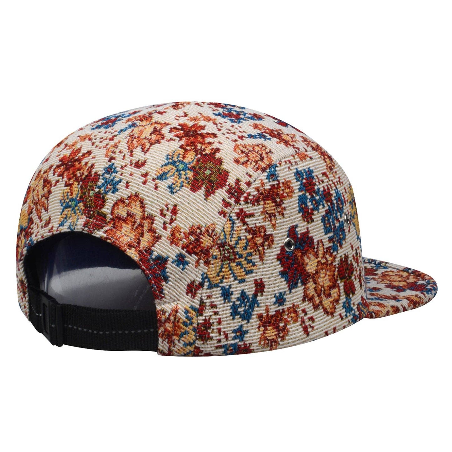 Floral Jacquard 5 Panel Hat Camp Cap