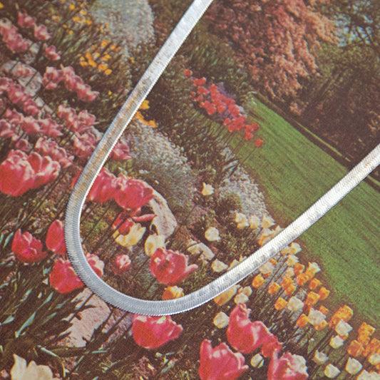 Vintage Flat Silver Snake Chain Necklace