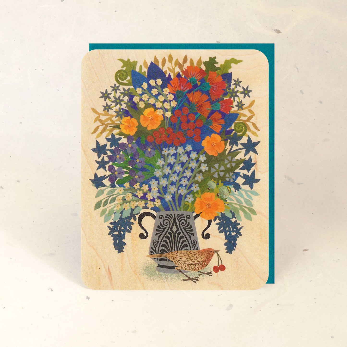 Berry Thief Wood Greeting Card