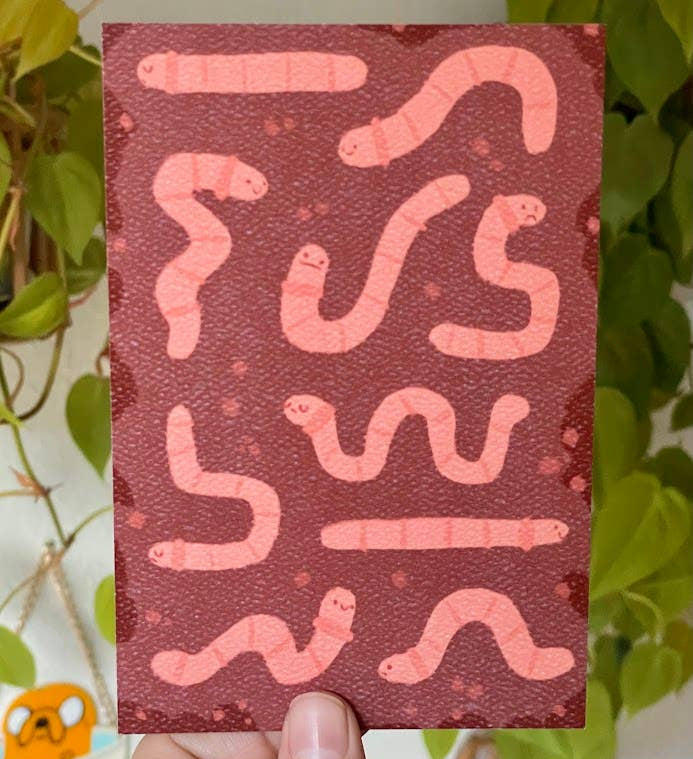 Silly Worms Art Print 4x6