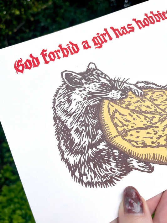 Raccoon Linocut Print