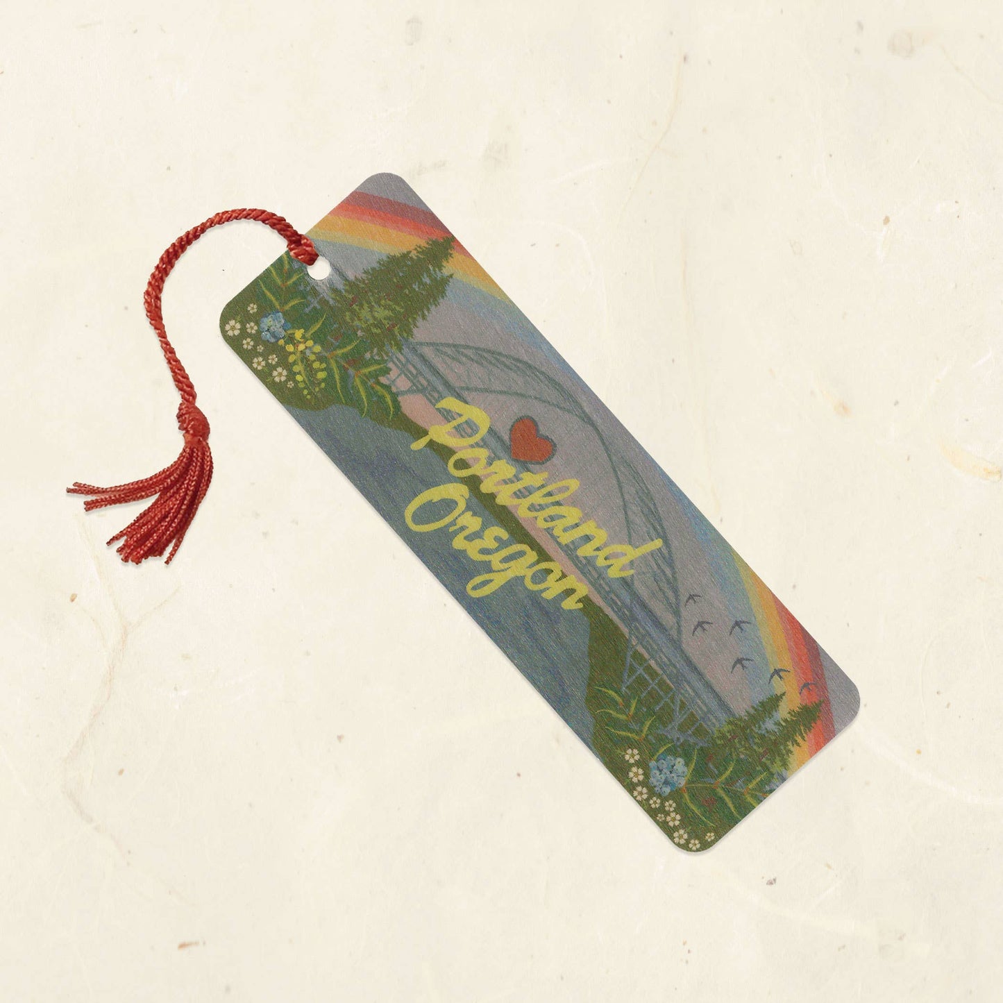 Portland Oregon Wood Bookmark with Tassel