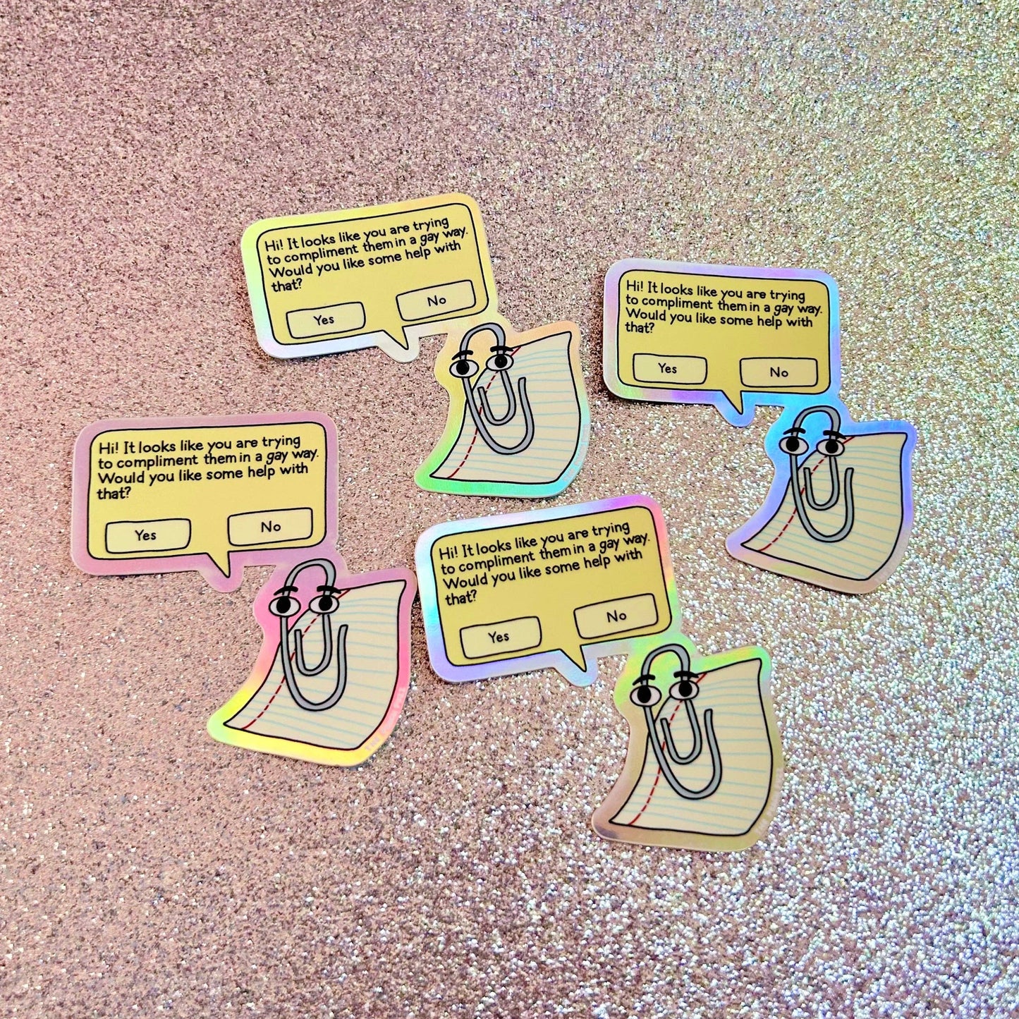 Gay Clippy Holographic Sticker