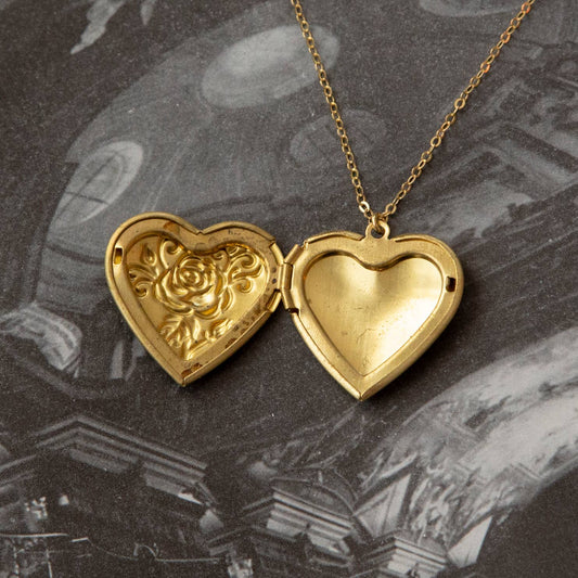 Vintage Rose Heart Locket Necklace