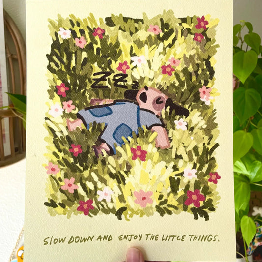 Snoozing Pup Art Print 8x10