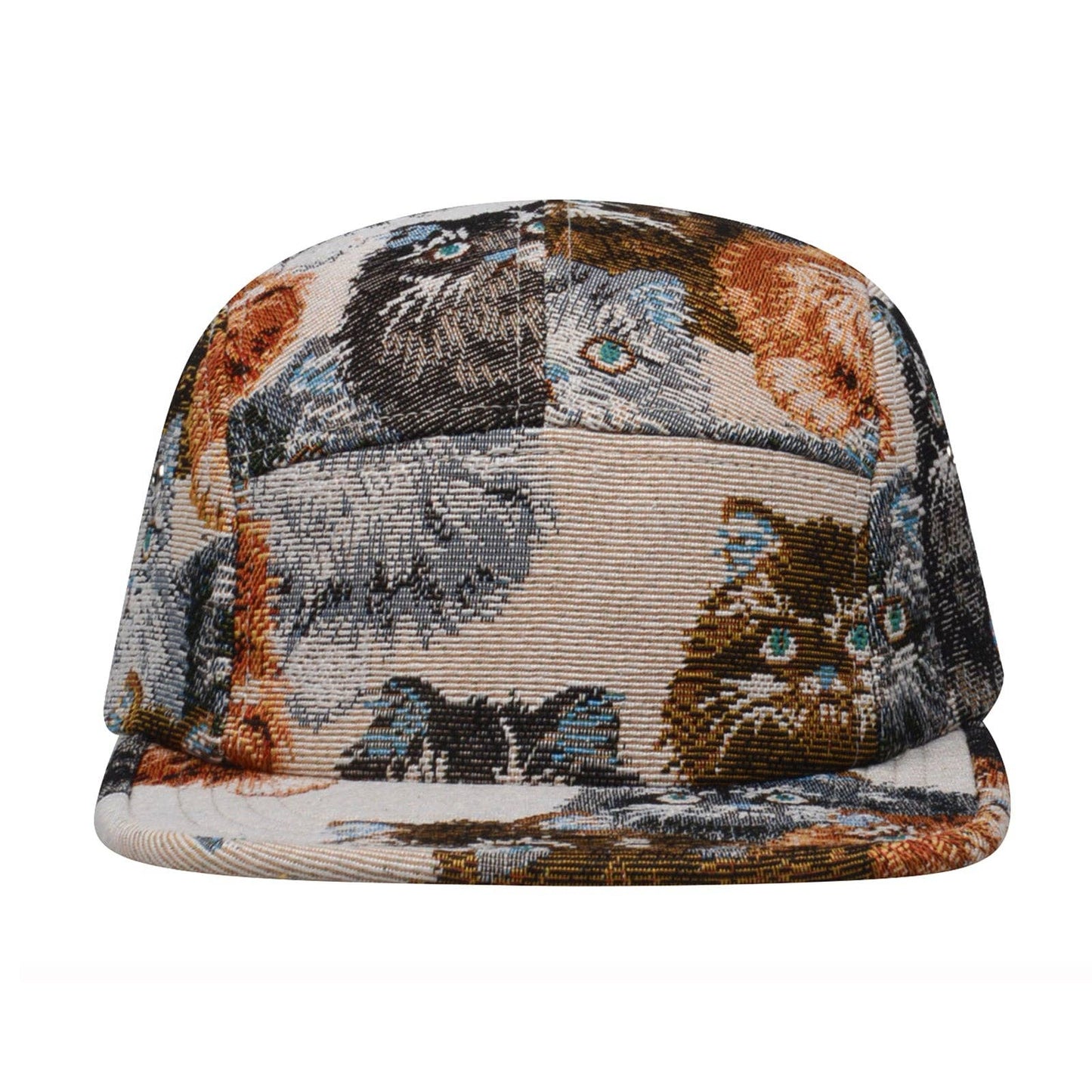 Cat Jacquard 5 Panel Hat Camp Cap