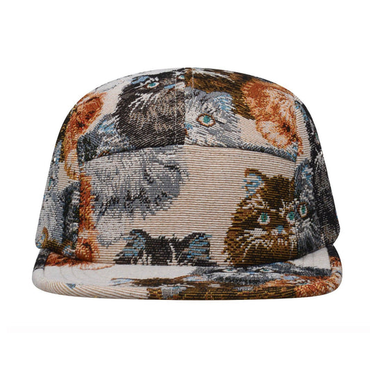 Cat Jacquard 5 Panel Hat Camp Cap