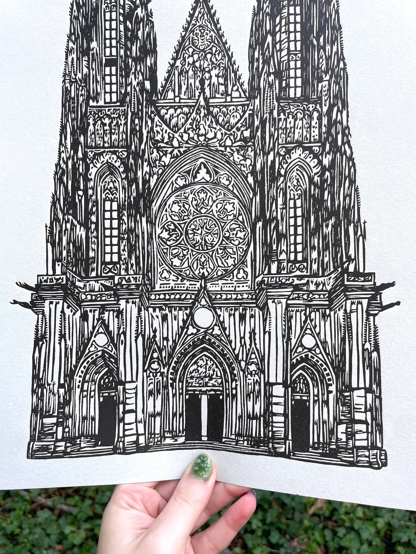 Gothic Cathedral Linocut Print