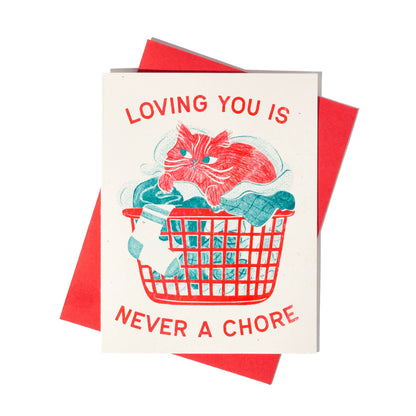 Never a Chore Cat - Risograph Greeting Card