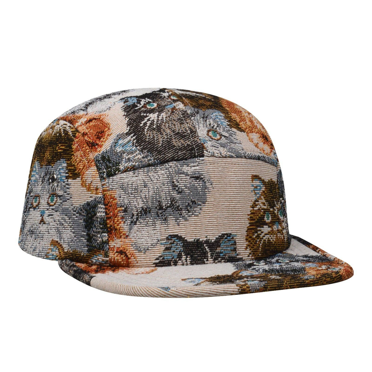 Cat Jacquard 5 Panel Hat Camp Cap