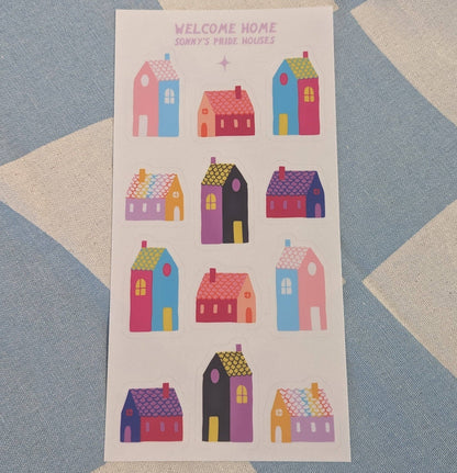 Welcome Home Pride Houses Sticker Sheet