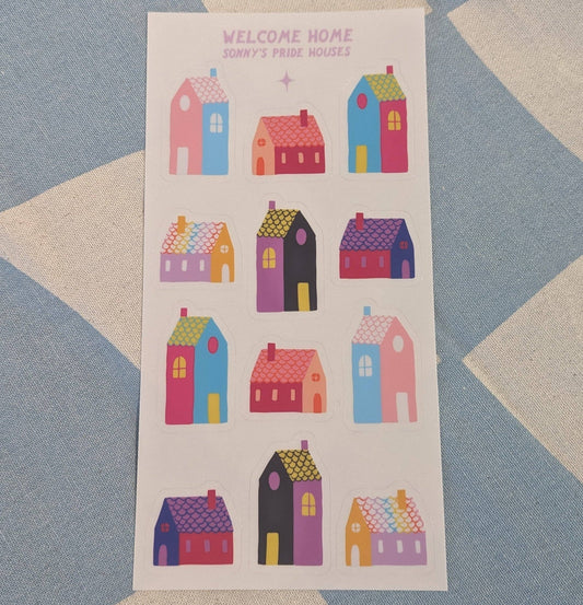 Welcome Home Pride Houses Sticker Sheet