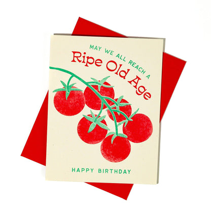 Ripe Old Age Tomato - Risograph Birthday Card