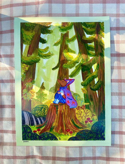 Wizard Fox in the Forest Illustration