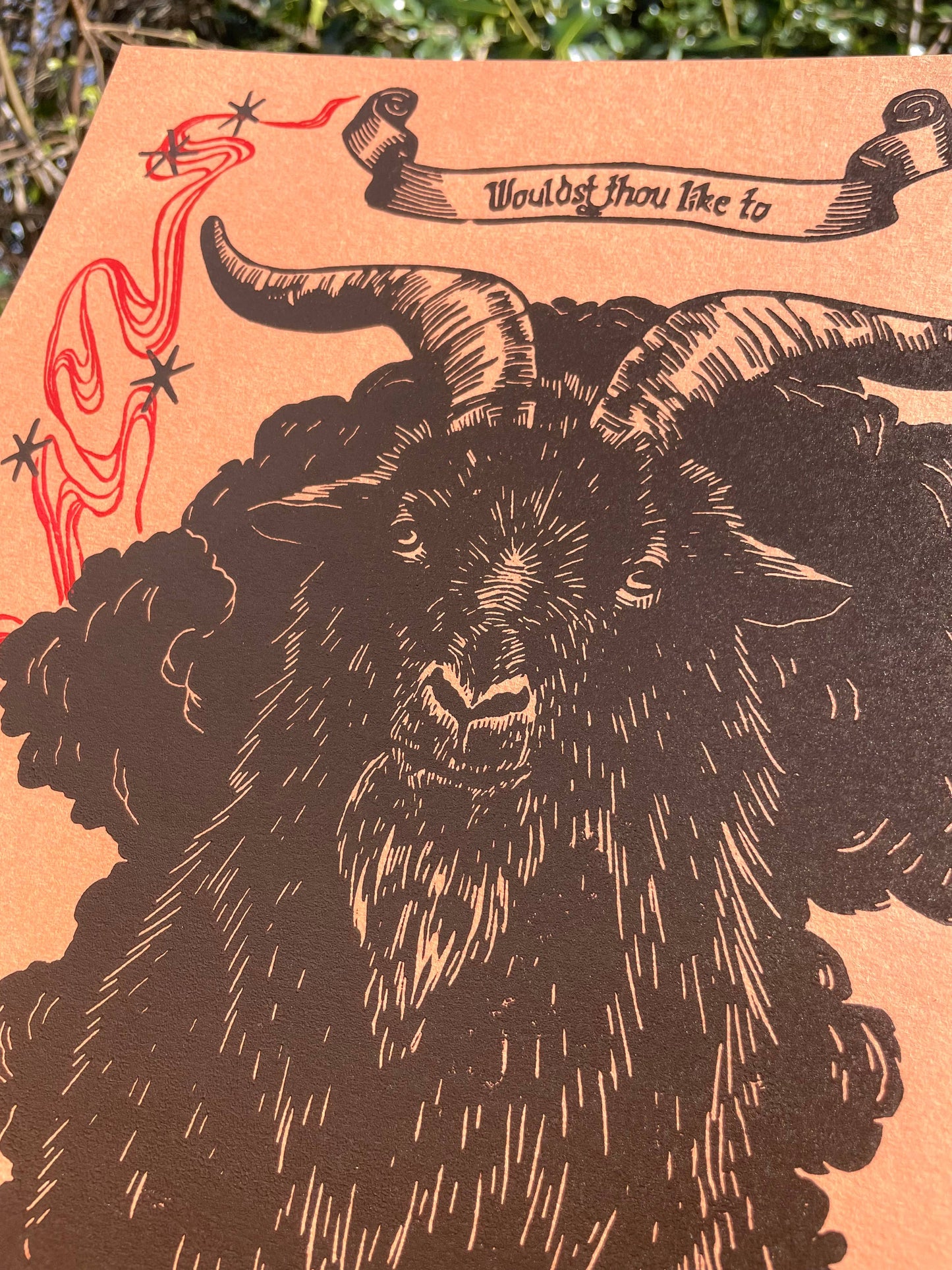Black Phillip Linocut Print