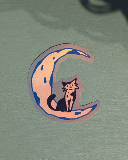 Vaporwave moon cat sticker