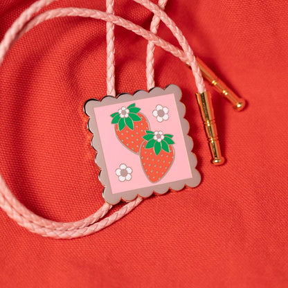 Strawberry Stamp Bolo Tie