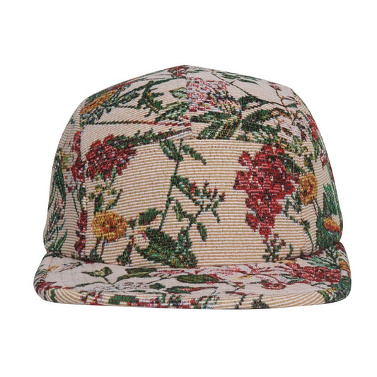 Bold Floral Jacquard 5 Panel Camp Cap