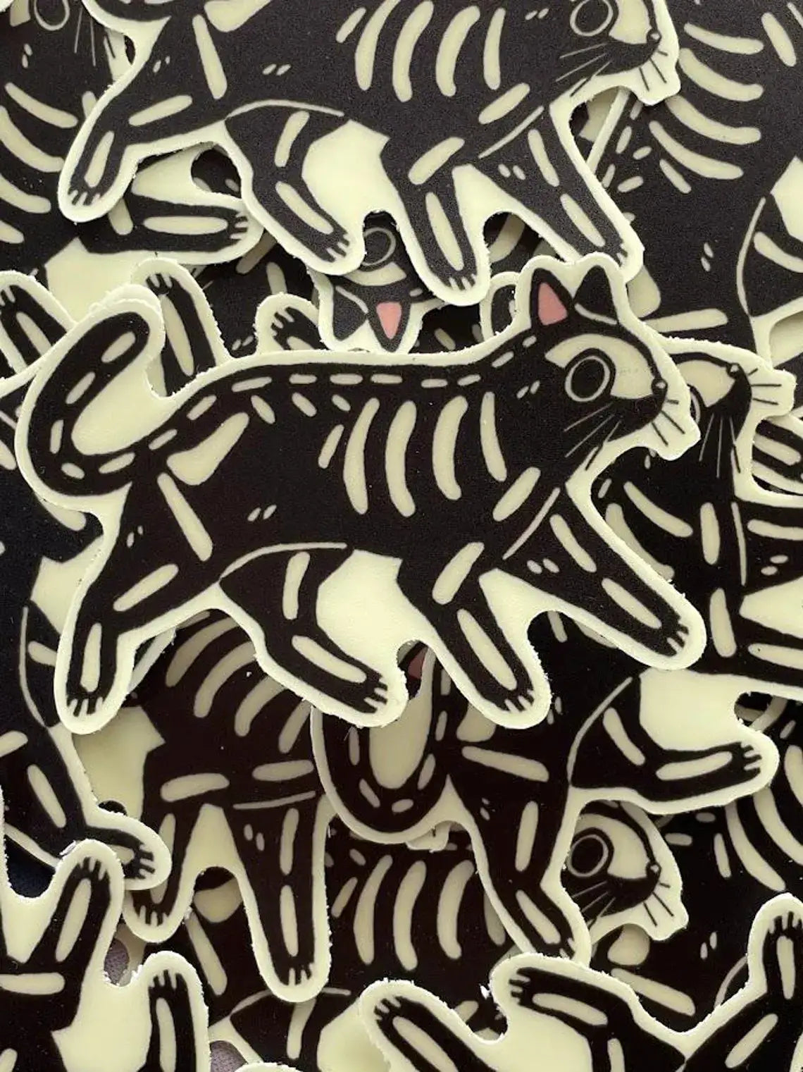 Skeleton Cat Glow in the Dark Sticker