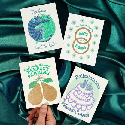 Felicitations to the Sweet Couple - Risograph Wedding Card