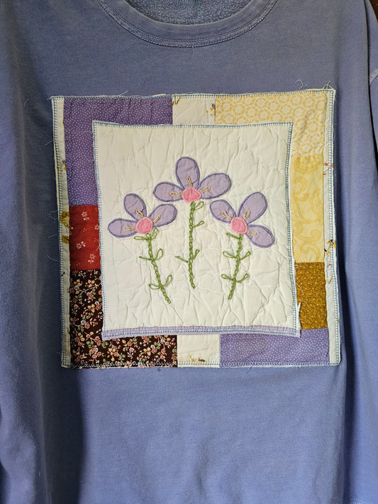 The "Paige" Crewneck - Periwinkle Floral Quilt Patch Crewneck