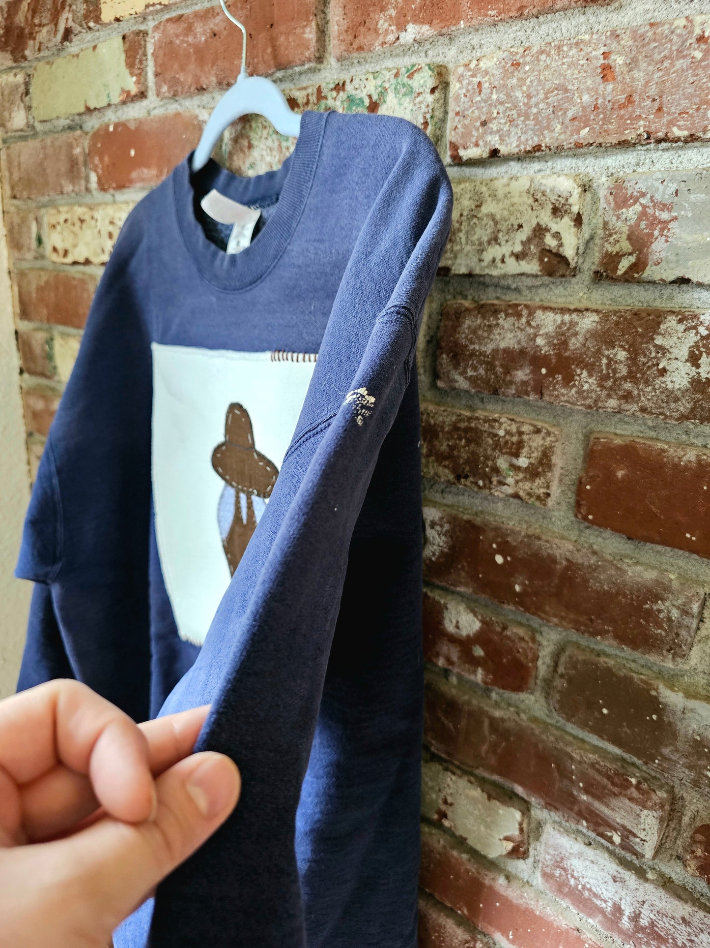 The "Han Solo" Crewneck - Vintage Navy Crewneck with Overall Sam Quilt Patch & Embroidery