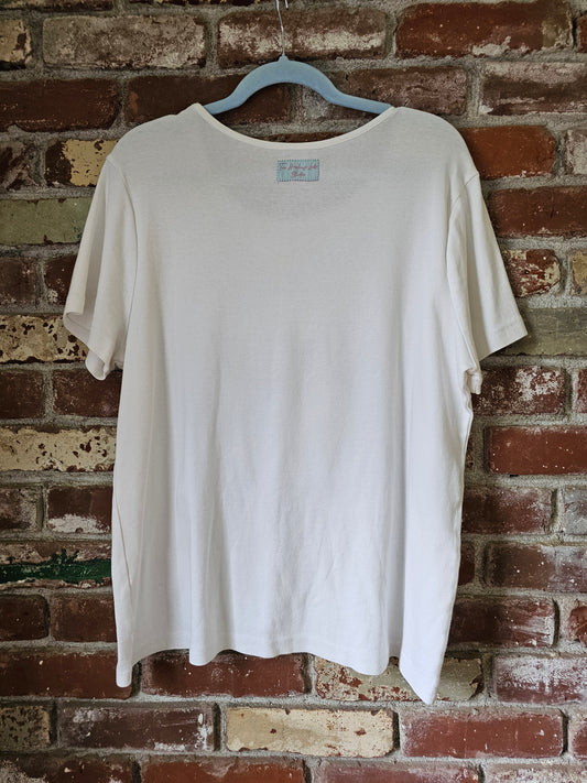 The "Maggie" Tee - Vintage White Stag Pastel Blue House Tee