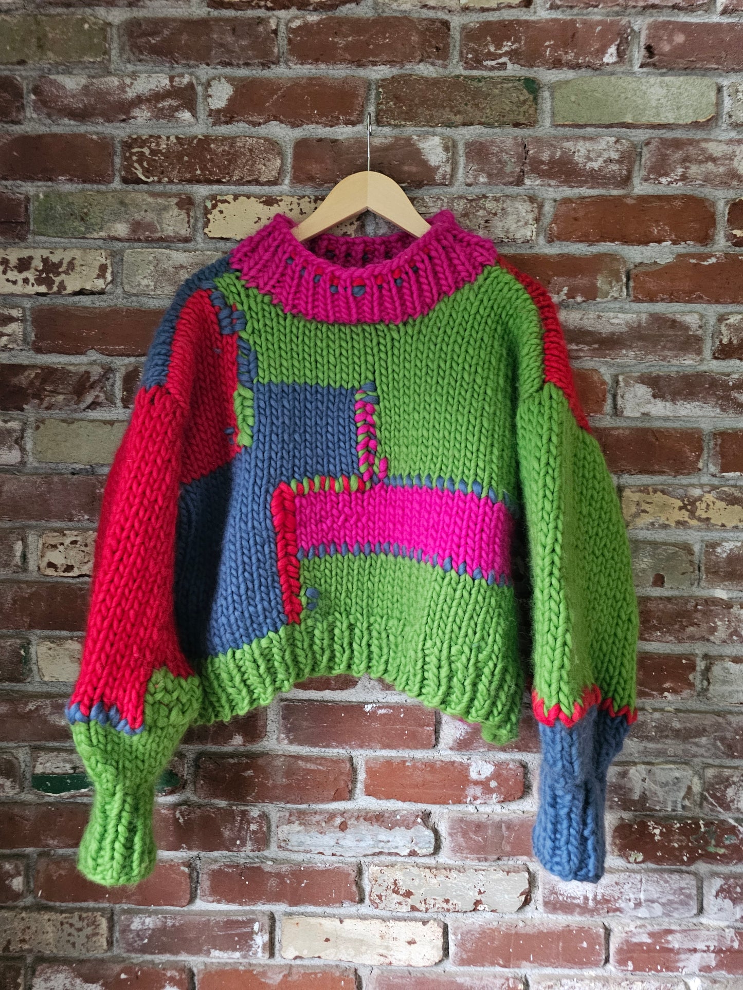 The Koda Sweater - 100% Wool Hand-Knit Reversible Intarsia Heart Turtleneck