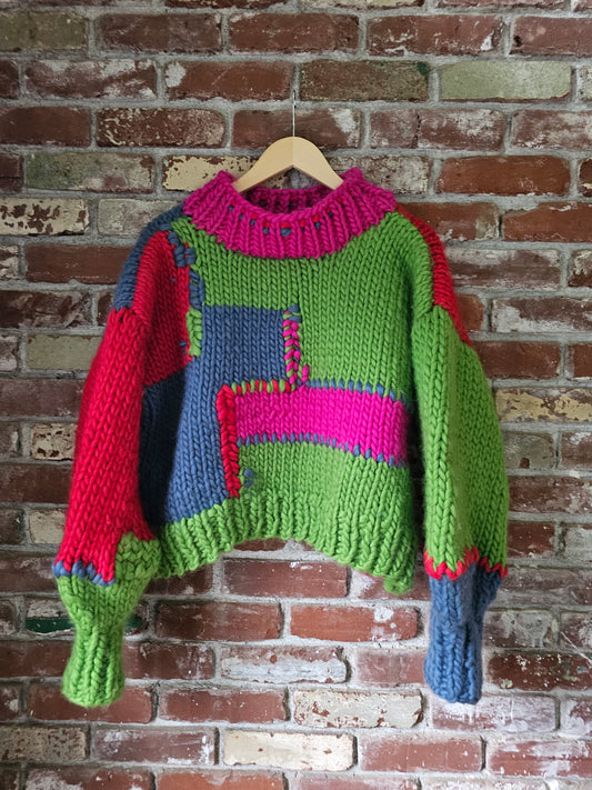 The Koda Sweater - 100% Wool Hand-Knit Reversible Intarsia Heart Turtleneck