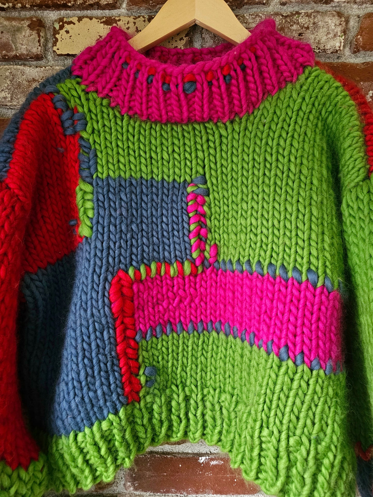 The Koda Sweater - 100% Wool Hand-Knit Reversible Intarsia Heart Turtleneck