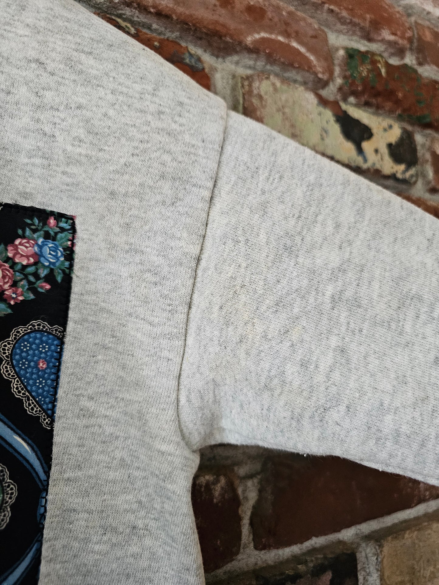 The Buttercup Crewneck w/ Vintage Heart Fabric Patches