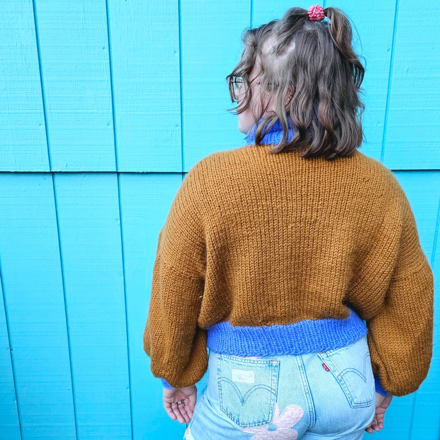 The Daisy Sweater - 100% Merino Wool Hand Knit Flower Turtleneck