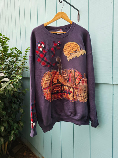 The "Ghost" Halloween Appliqued Crewneck - Sample