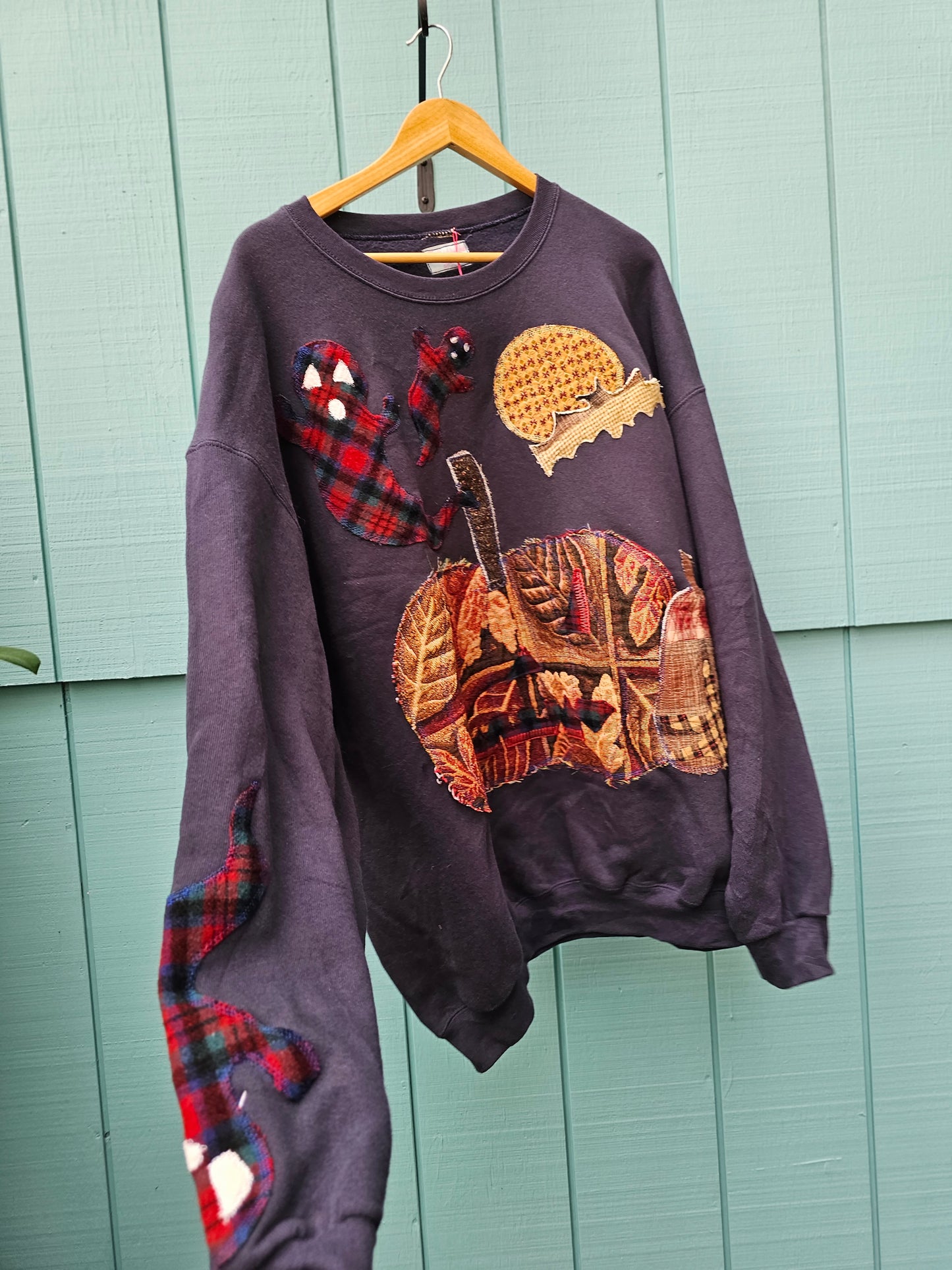 The "Ghost" Halloween Appliqued Crewneck - Sample