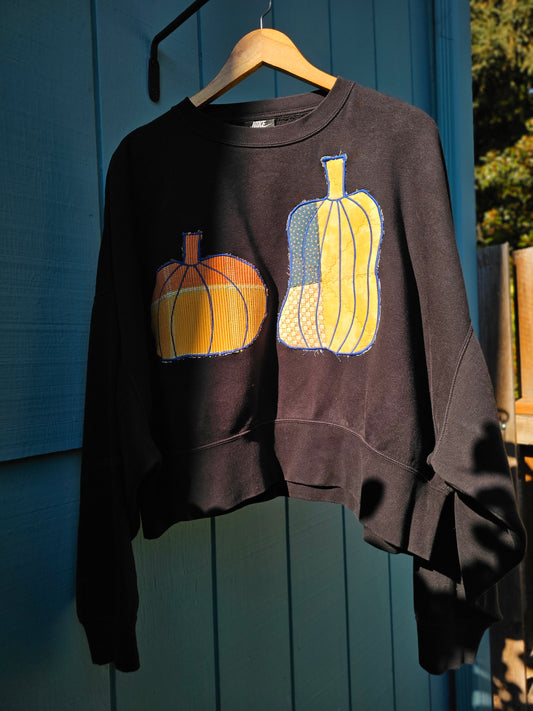 The "Charm" Crewneck - Upcycled Crewneck with Appliquéd Gourds