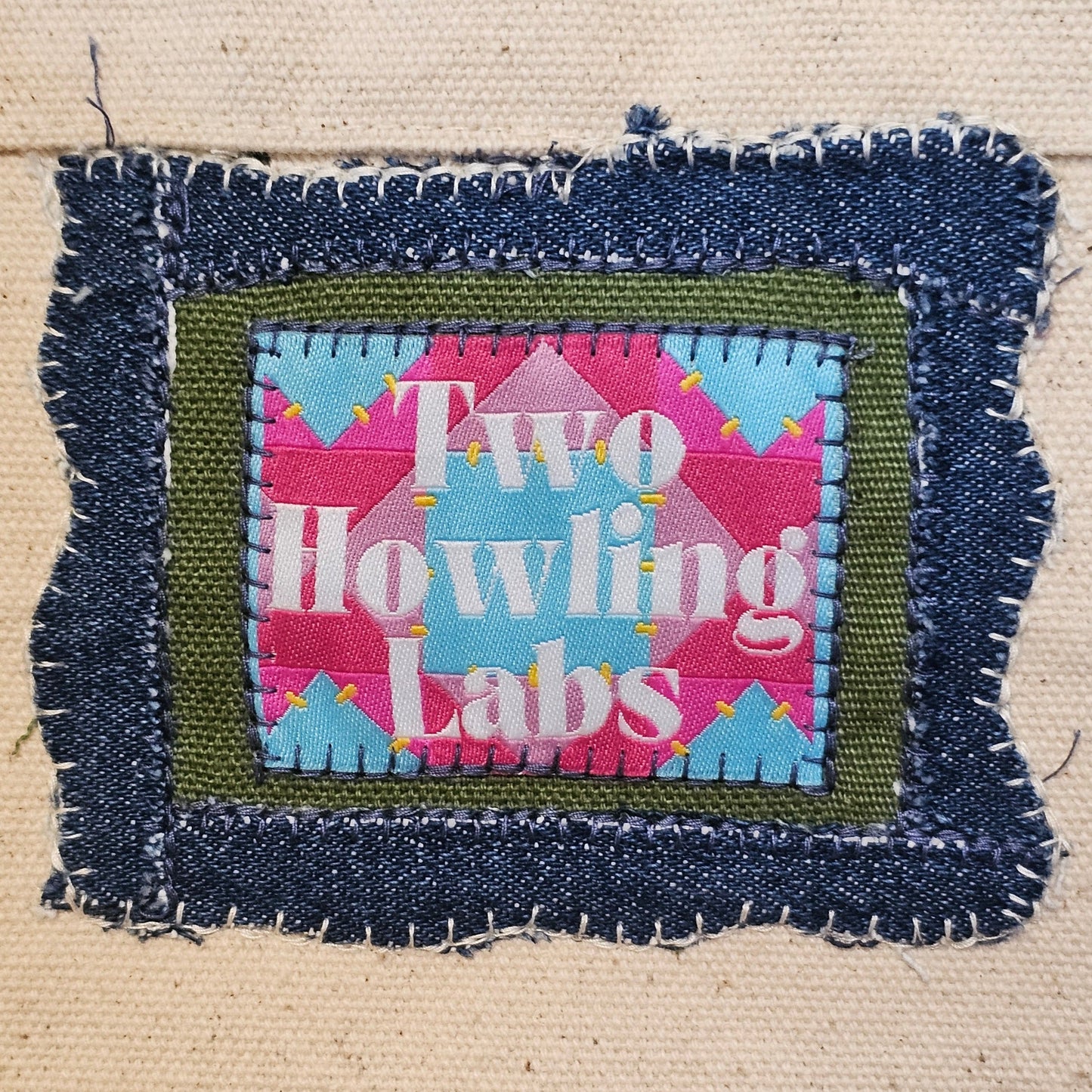 The It's a Rock Fact Tote - Canvas tote upcycled using upholstery fabric and deadstock denim