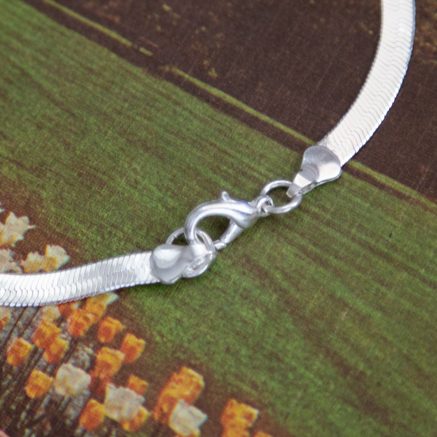 Vintage Flat Silver Snake Chain Necklace