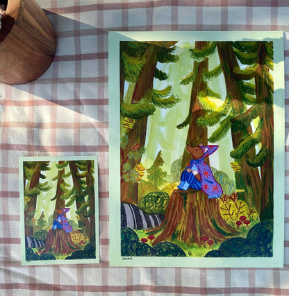Wizard Fox in the Forest Illustration