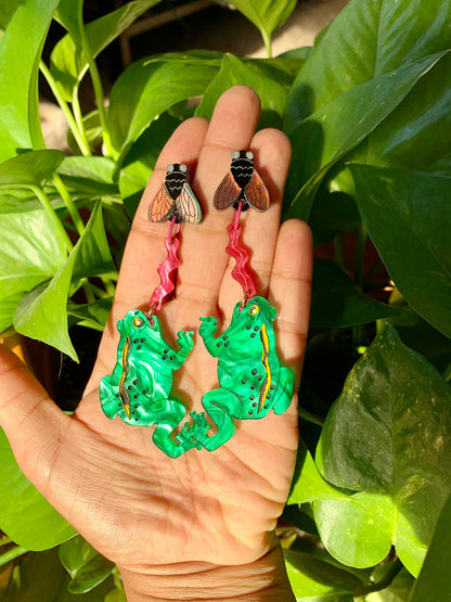 Frog and Fly Earrings