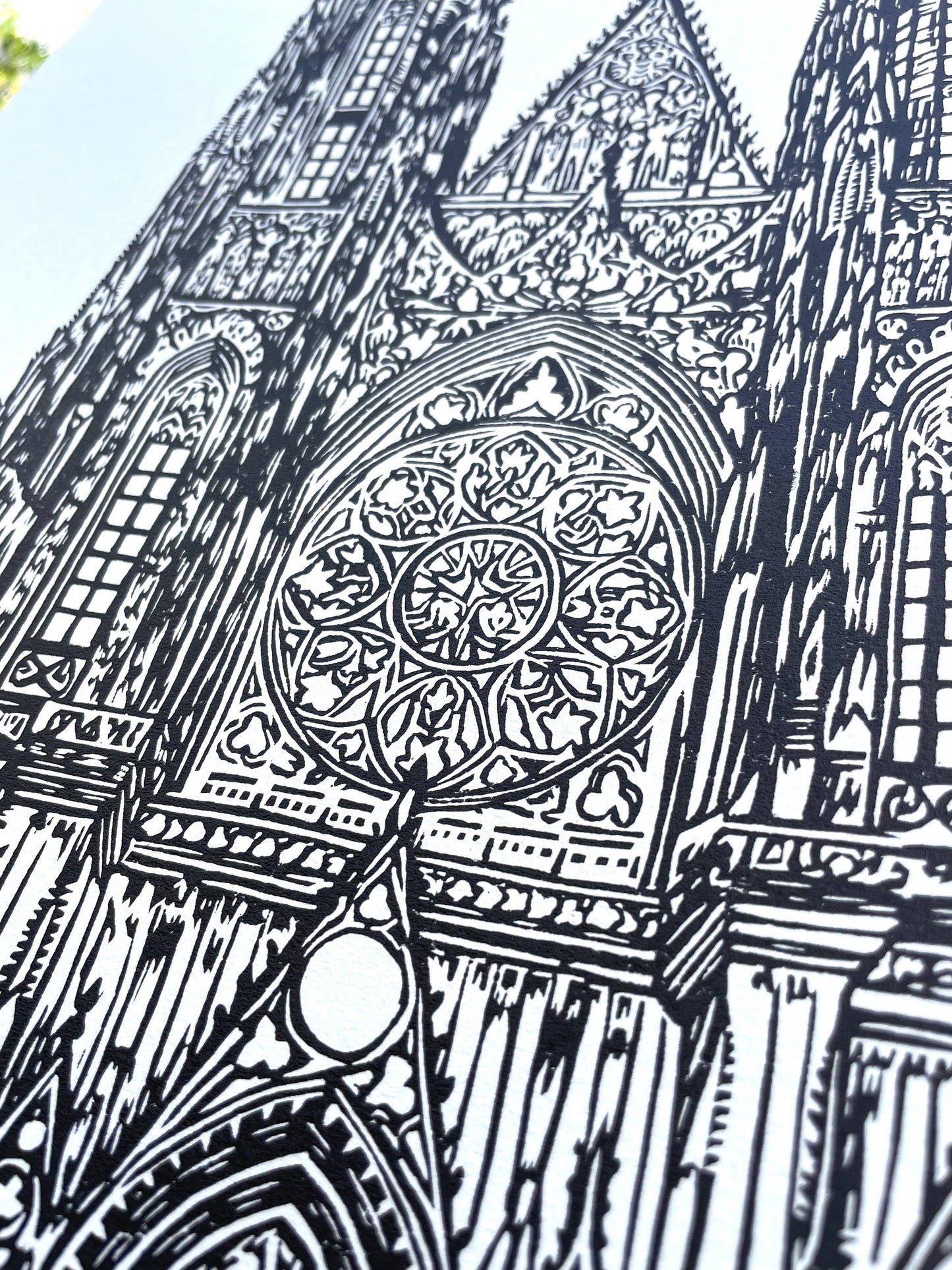 Gothic Cathedral Linocut Print