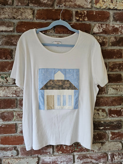 The "Maggie" Tee - Vintage White Stag Pastel Blue House Tee|11